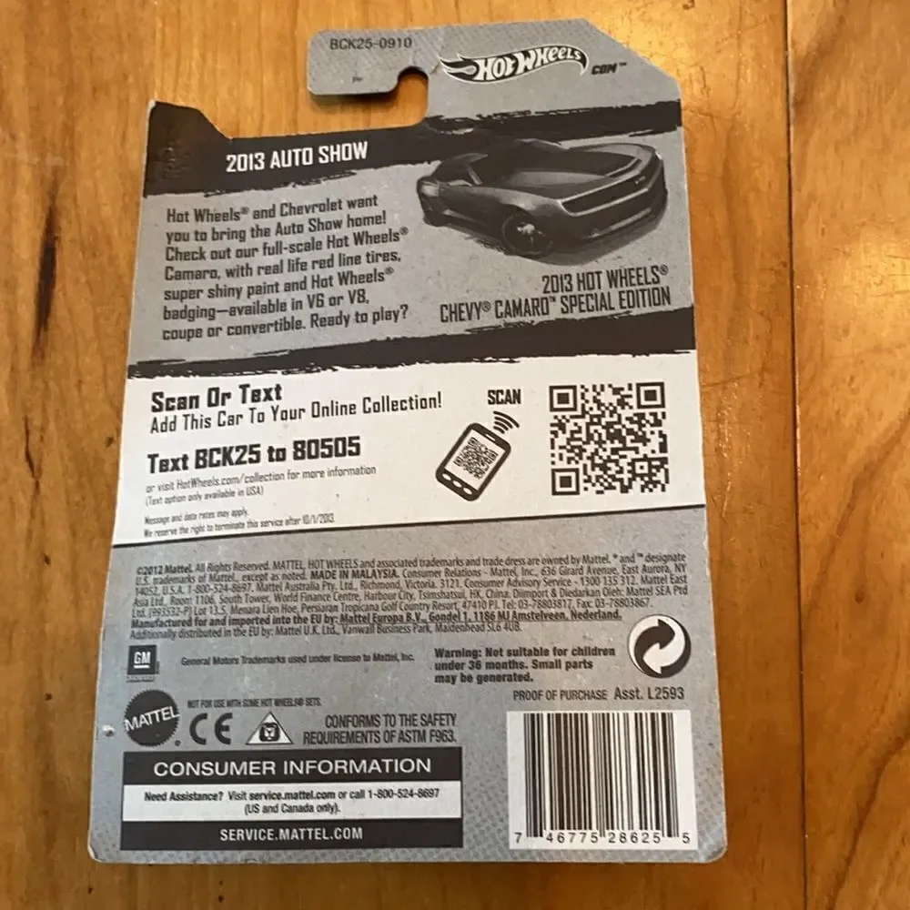 Hot Wheels 2013 Auto Show Chevy Camaro – Special Edition – Sealed